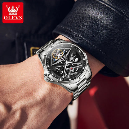 OLEVS Automatische Herrenuhr Top Marke Hohl Skelett Original Mechanische Armbanduhr Wasserdicht Leuchtend Business-Uhren