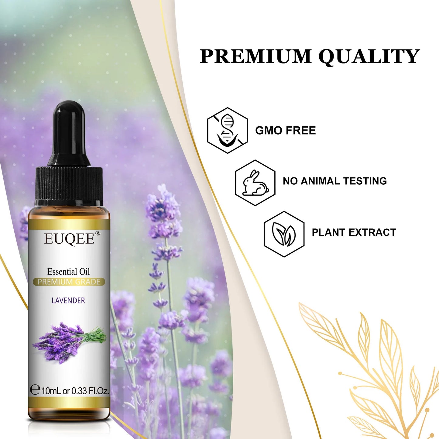 EUQEE 10ml Reines Natürliches Ätherisches Öl Lavendel Jasmin Eukalyptus Vanille Sandelholz Süße Orange Zitrone Oregano Neroli Duft