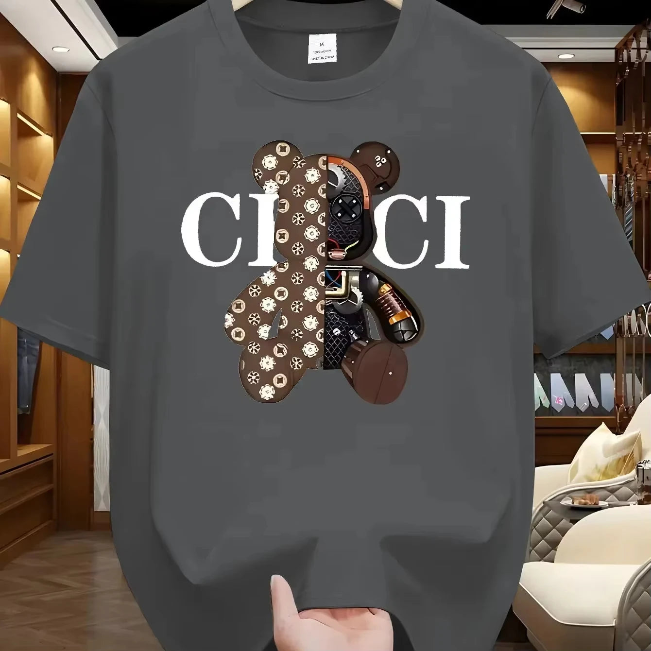 2025 Sommer Hot Fashion Einfacher Druck Baumwoll-Kurzarm-T-Shirt Bequeme Atmungsaktive Kleidung