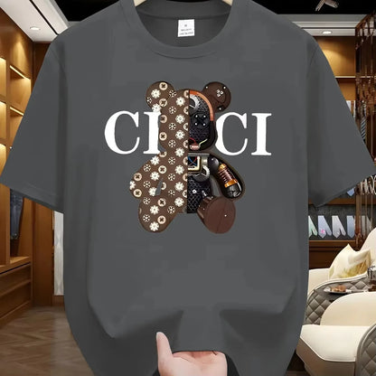 2025 Sommer Hot Fashion Einfacher Druck Baumwoll-Kurzarm-T-Shirt Bequeme Atmungsaktive Kleidung