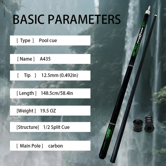 58.4in Spider Carbon Fiber Billiard Pool Cue Stick Unique Beautiful Design  Bonus 3/8-8  Joint Protect Case for Competitive Play