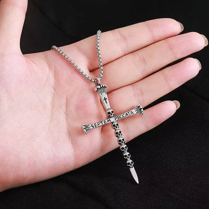 European And American Fashion Personality Retro Gothic Cross Necklace For Men And Women Street Hip-Hop Trendsetters Versatile Pe