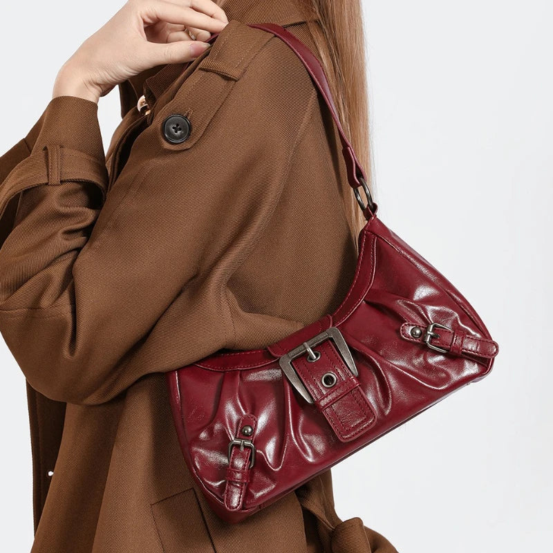 Retro Pleated Hobo Shoulder Bag for Women Hot Selling Maillard Style Underarm Bag Clutch Handbags for Travel Work Shopping