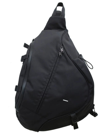 Black sling bag on a white background