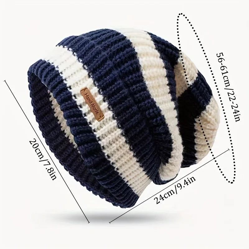 Korean Fashion Striped Knitted Hat Trend Lightweight Hat For Men Women Warm Windproof Autumn Winter Suitable For Outdoor Cycling
