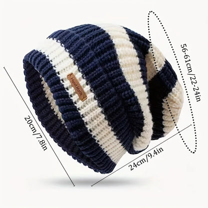 Korean Fashion Striped Knitted Hat Trend Lightweight Hat For Men Women Warm Windproof Autumn Winter Suitable For Outdoor Cycling