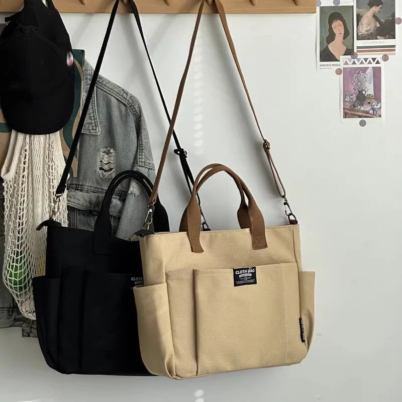 Urban Minimalistische Studentin Große Kapazität Pendler Horizontaler Canvas Einzelner Schulterriemen Diagonaler Cross Tragetasche