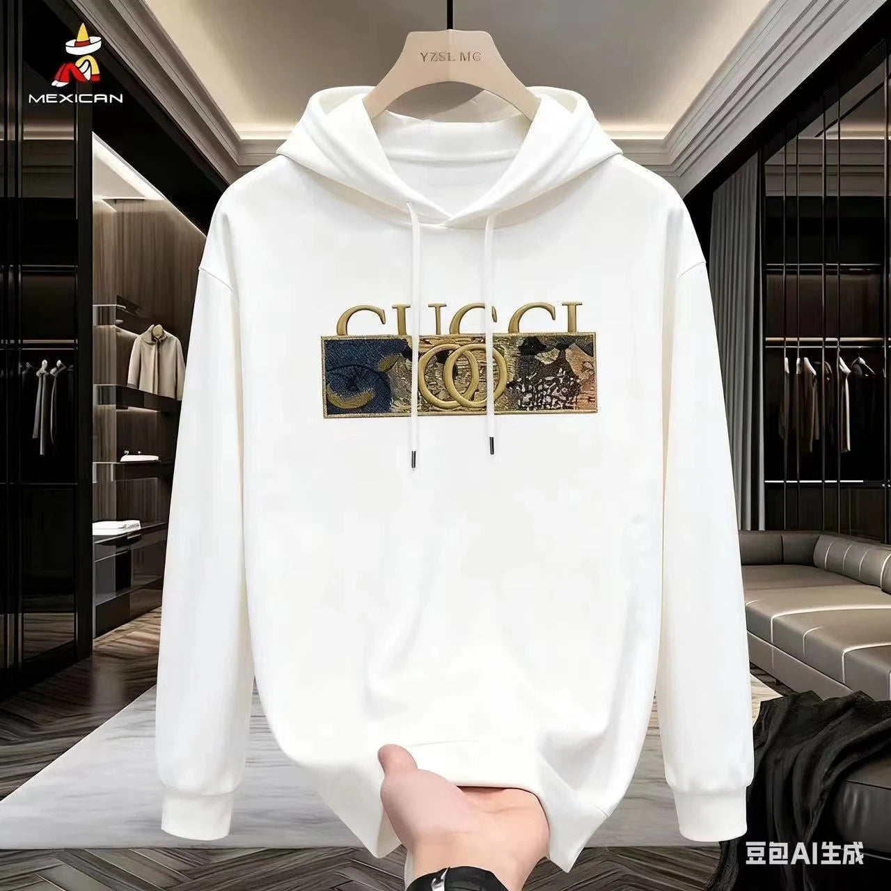 Lockere Baumwoll-Hoodies mit hochwertigem Print für Herren und Damen Herbst und Winter