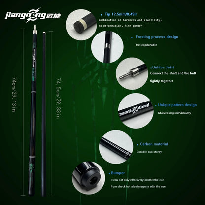 American Pool Cue Composite Carbon Cue 12.5mm Pointed Multi-Layer Leather Head Strong Durable Anti-Stick Design
