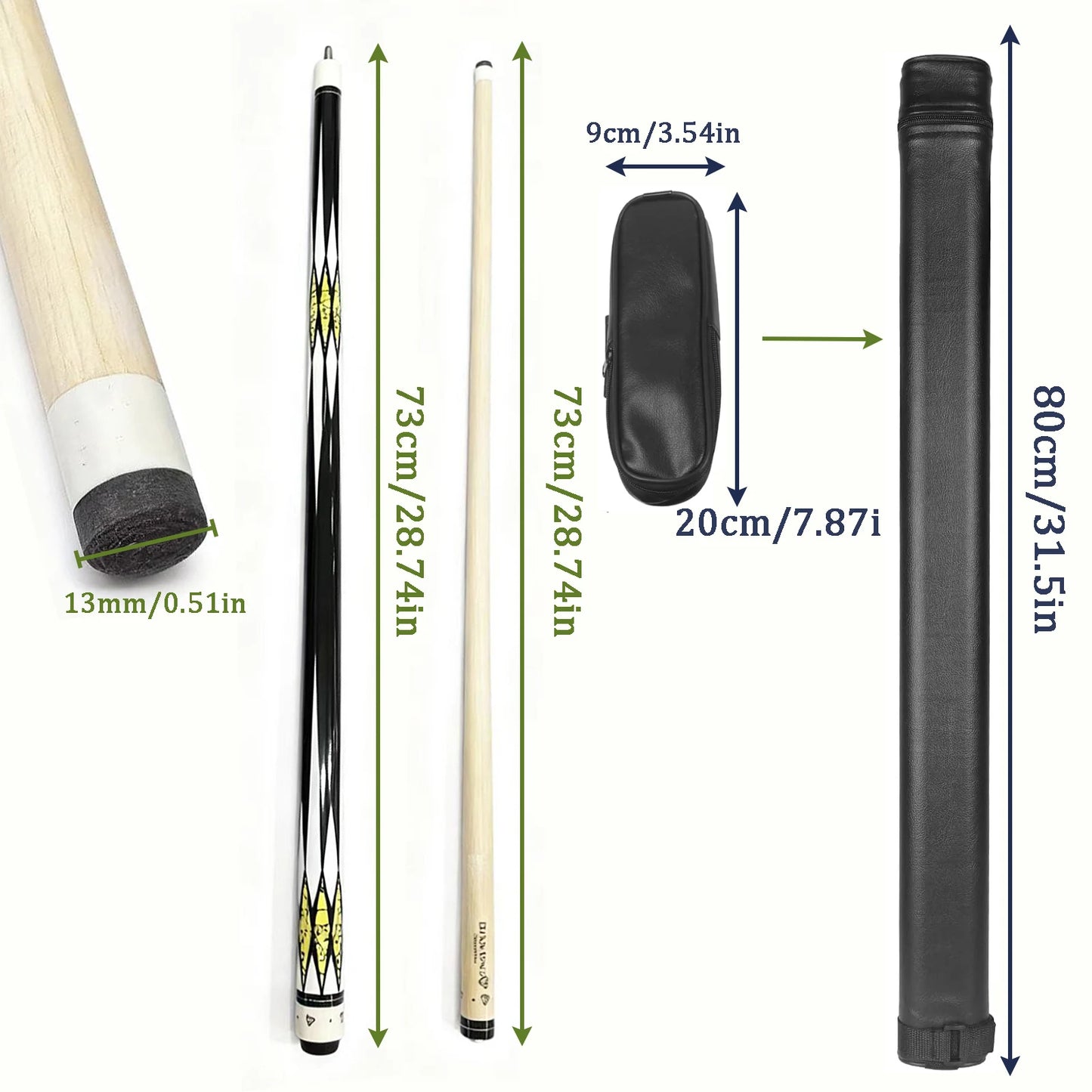 High end Split Pool Cue Set  Professional Quality, Convenient Storage