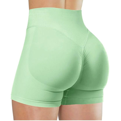 Women's Summer High Waist Yoga Shorts | Solid Color Running Fitness