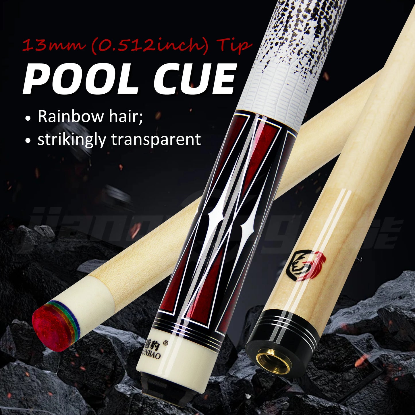Shield Leopard Professioneller Pool Queue Ahornholz 1/2 zweiteiliges Design Uni-loc Schnellverschluss 13mm Anti-Warping Queue-Spitze mit mattem Griff