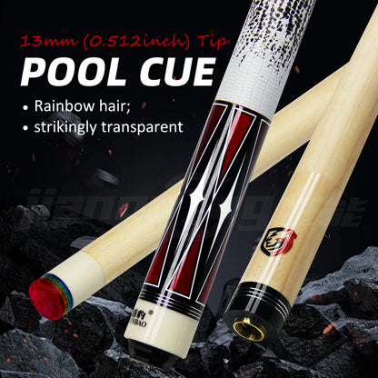 Shield Leopard Professioneller Pool Queue Ahornholz 1/2 zweiteiliges Design Uni-loc Schnellverschluss 13mm Anti-Warping Queue-Spitze mit mattem Griff