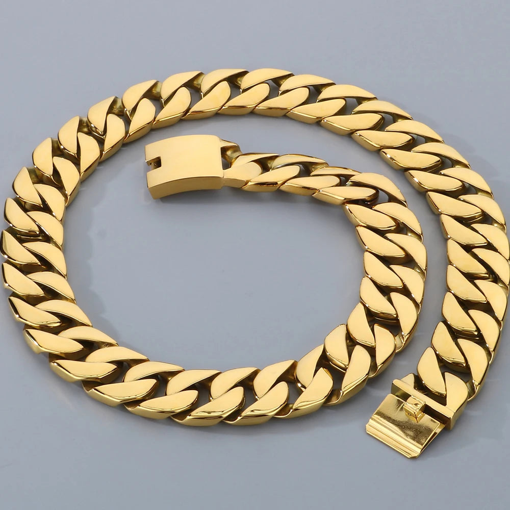 Men's 72CM Long 24MM Wide Curb Cuban Link Chain Necklaces Heavy Stainless Steel On Neck Chains for Man Party Jewelry Gifts Male