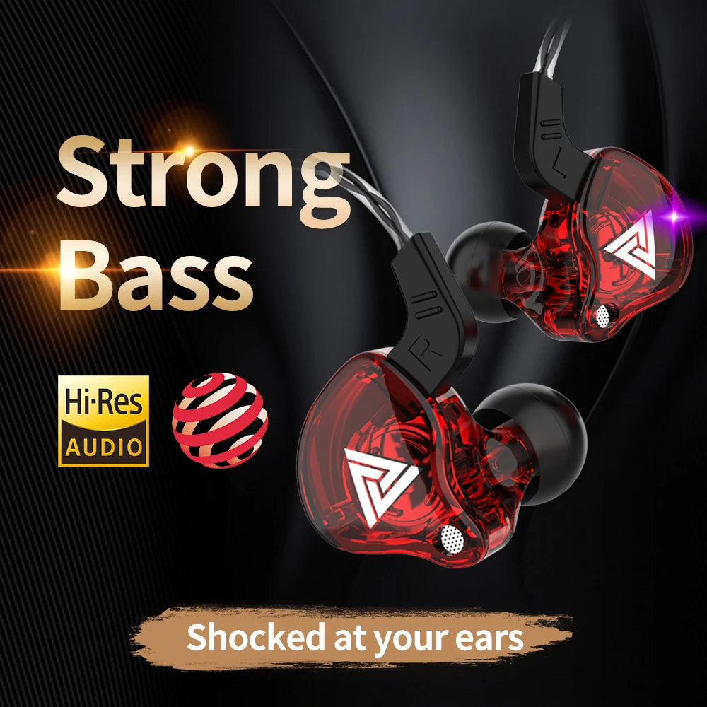 Original QKZ AK6 In-Ear-Kopfhörer mit 6 dynamischen Treibern und Mikrofon, Stereo-Sport-HIFI-Subwoofer-Headset, Monitor-Ohrhörer