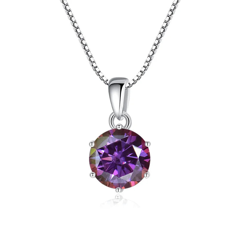JoyceJelly 1 CT Real Moissanite Pendant Necklace For Women Royal Blue Color Moissanite 925 Sterling Silver Wedding Fine Jewelry