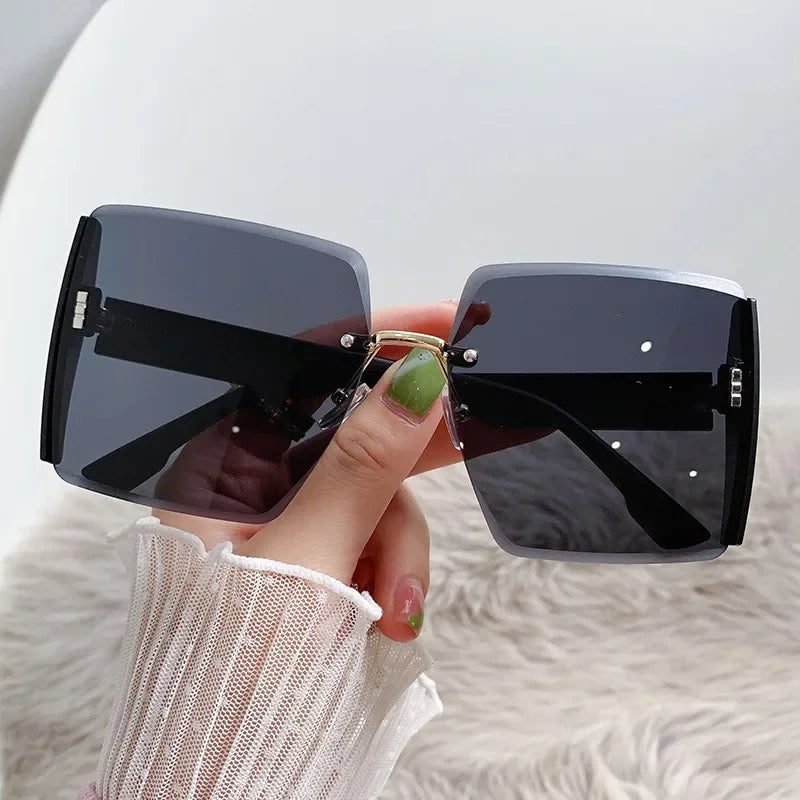 Neue randlose quadratische Sonnenbrille Damen Marken Designer Fashion Sonnenbrille Damen Outdoor Fahrbrille UV400 Oculos De Sol