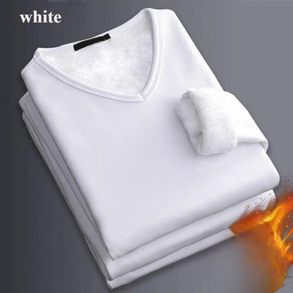 Winter Men's Long-sleeved Thermal Underwear Plus Velvet Padded T-shirt Round Neck Slim Bottoming Shirt Mens Underwear