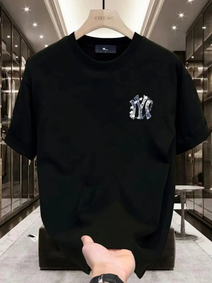 Sommer hochwertiges Herren Street Harajuku Mode T-Shirt mit Aufdruck 100% Baumwolle Freizeit Outdoor lockeres Rundhals-T-Shirt