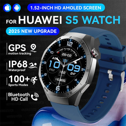 2025 New GUHUAVMI GT5 Pro Smart Watch Men HD AMOLED Screen GPS Motion trajectory HeartRate Bluetooth Call 1.52" SmartWatch IP68