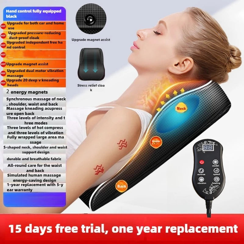 Manufacturer Direct Electric Shiatsu Head Neck Cervical Ttraction Body Massager Car Back Pillow with Heating Vibrating Massage D