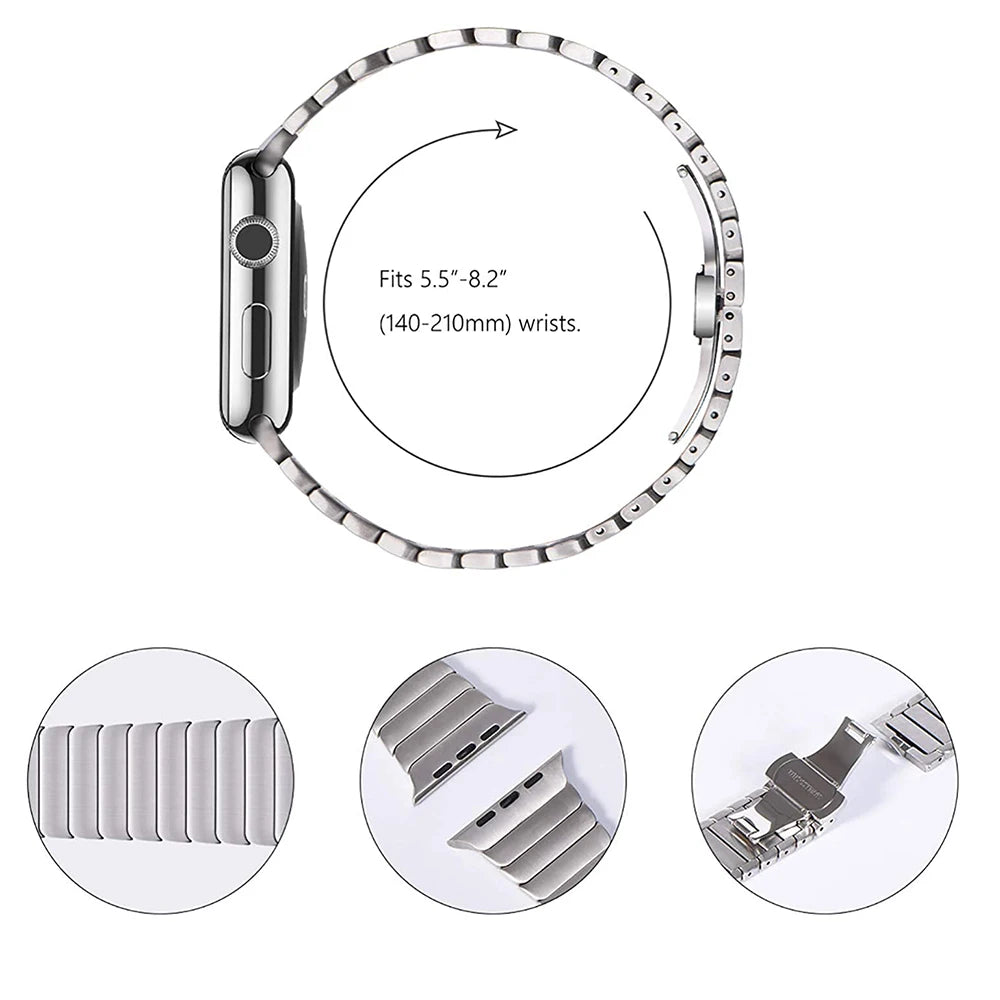 Luxuriöses Edelstahlarmband für Apple Watch Series 10 9 8 7 46mm 45mm 41mm Gliederarmband Iwatch Ultra 2 49mm IWatch Metallarmband