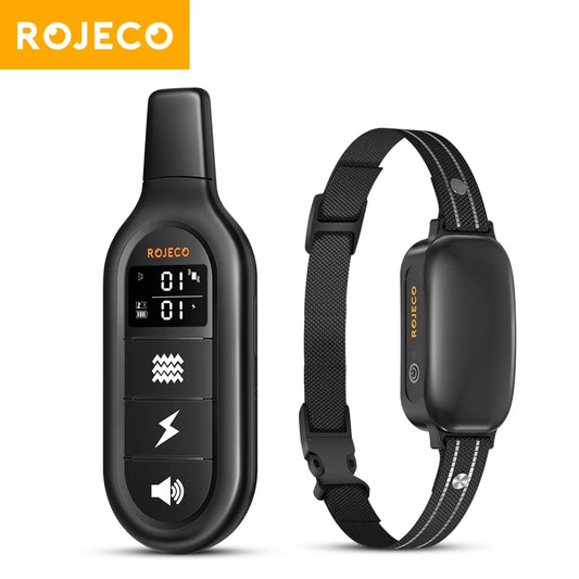 ROJECO Elektrisches Hundetrainingshalsband Digital Wiederaufladbare Fernbedienung IPX7 Wasserdichter Vibrator Haustier Hund Bell Stopp Schockhalsband