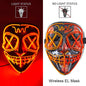 Drahtlose Neon-LED-Reinigungsmaske, im Dunkeln leuchtende Cosplay-Horrormaske, Halloween-Maskerade-Partymasken, leuchtende, lustige Verkleidung