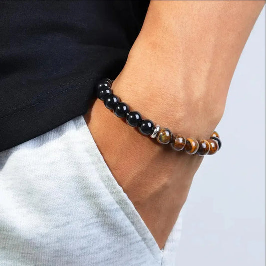 Triple Protection Bracelet – Tiger Eye, Obsidian & Hematite
