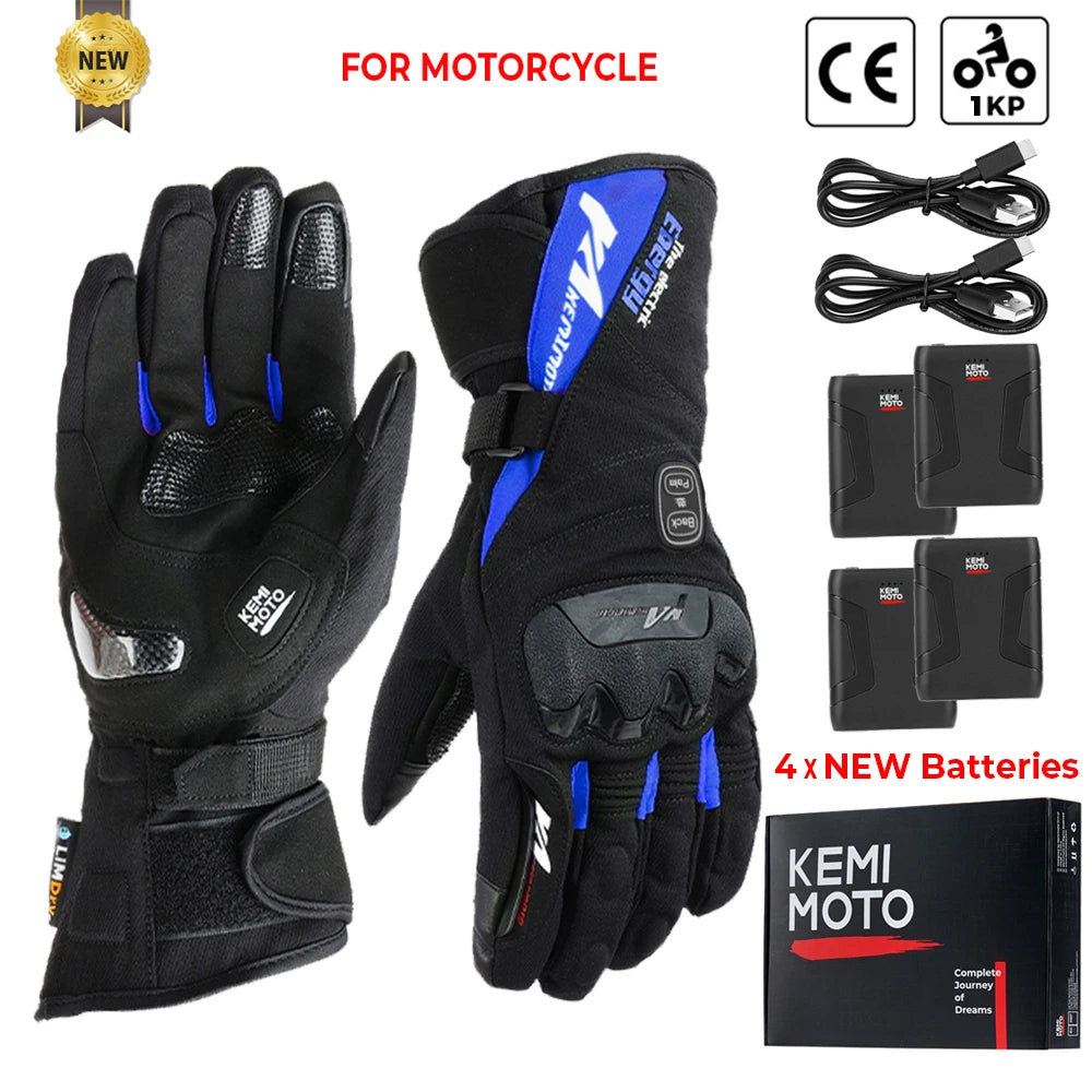 Motorcycle Heated Gloves Touch Screen Winter Warm Skiing Gloves Waterproof Rechargeable Heating Thermal Gloves For Snowmobile