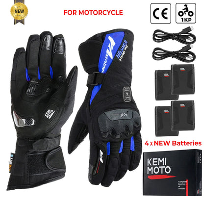 Motorcycle Heated Gloves Touch Screen Winter Warm Skiing Gloves Waterproof Rechargeable Heating Thermal Gloves For Snowmobile