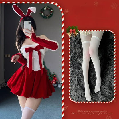 Weihnachten sexy Häschen Uniform Verführung Bandeau-Kleid
