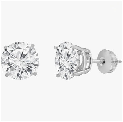 Pair of diamond stud earrings on a white background