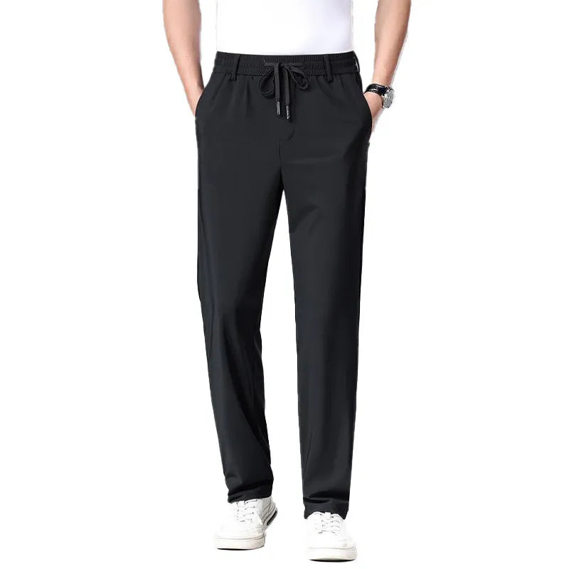 Men's Ice Silk Straight Leg Casual Pants – Breathable Quick-Dry Summer Trousers