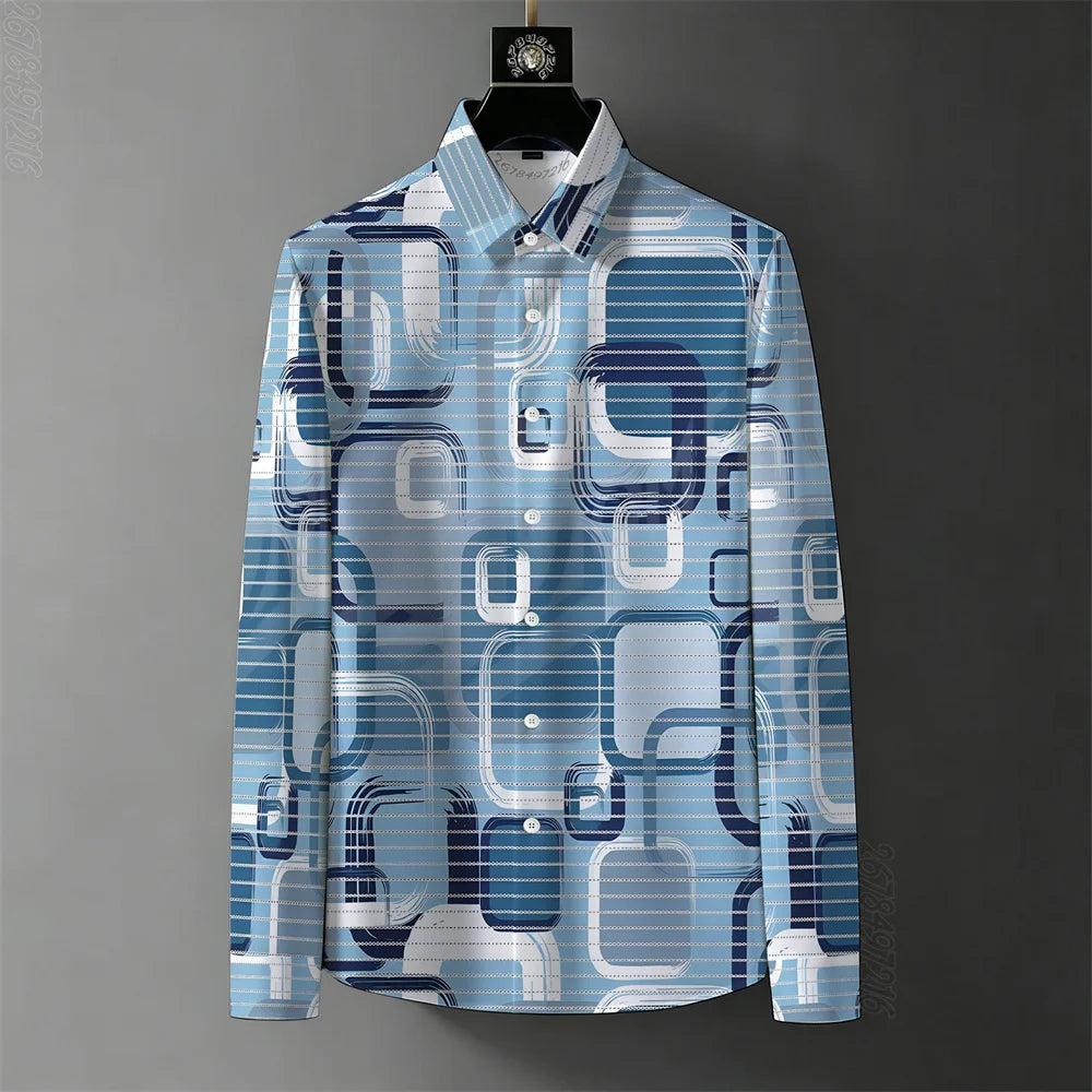 Men's Retro Baroque Print Business Casual Shirt