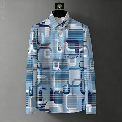 Men's Retro Baroque Print Business Casual Shirt