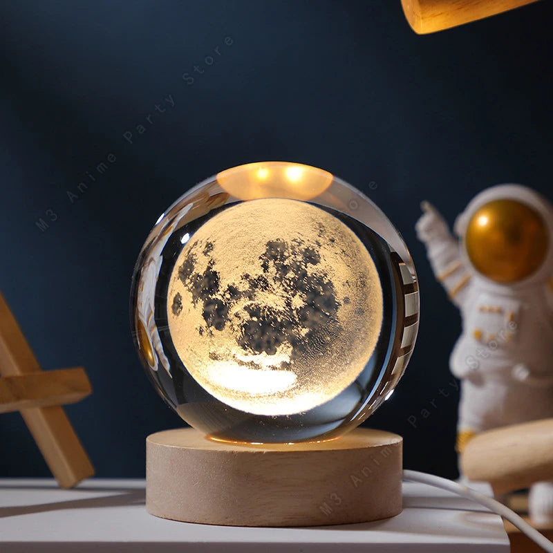 3D Crystal Ball Galaxy Night Light LED Lamp 5cm