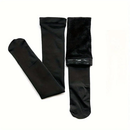 Women's Plus JK Style Thigh High Stockings Plus Size Non-slip Silicone Warm Plush Lined Over The Knee Socks For Fall & Winter