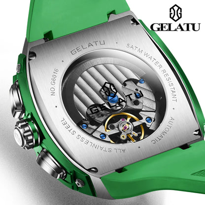 GELATU Skeleton Automatic Watch – Silicone Dual Calendar