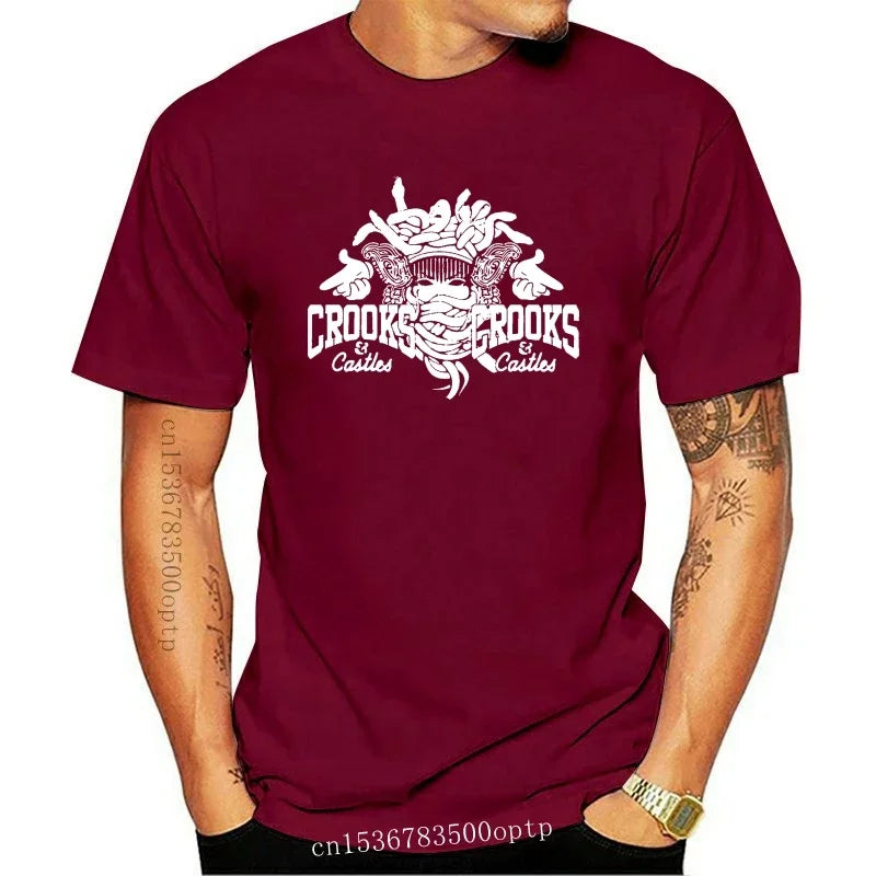 New Crooks Castles Logo Black T Shirt Herren Damen Unisex Tumblr Tee Sleeve Harajuku Tops