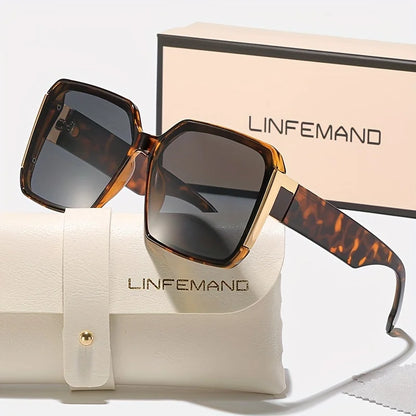 LINFEMAND Fashion Large Frame Decoration Glasses for Women UV400 Sunglasses Set Summer Dance Party Holiday Gift