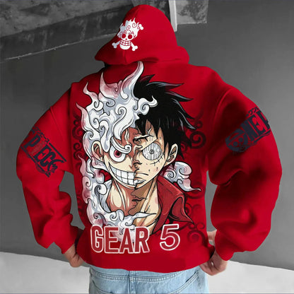 Anime Hoodie Men Women One Piece Luffy Gear 5 Nika Streetwear Casual Pullover Sweatshirt Long Sleeve Tops Autumn Winter Fashion