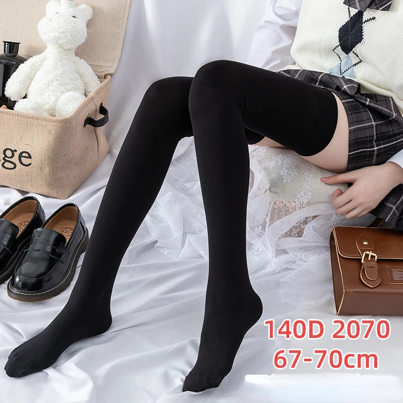 Velvet Over-Knee Thigh High Socks – Anti-Slip White
