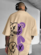 Men's Streetwear Geometric Graphic T-Shirt - Loose Fit Casual Summer Tee with Bold Back Print, Machine