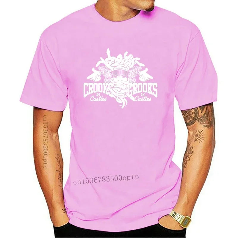New Crooks Castles Logo Black T Shirt Herren Damen Unisex Tumblr Tee Sleeve Harajuku Tops