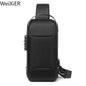 Carbon Fiber Anti-Theft USB Crossbody Bag – Waterproof Sling Chest Pack