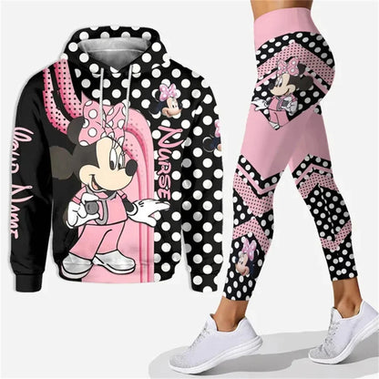 Customized Name Mickey Hoodie Women Hoodie Set Mickey Yoga Pants Sweatpants Women Disney Yoga Hoodie Leggings Fashion Sportswear