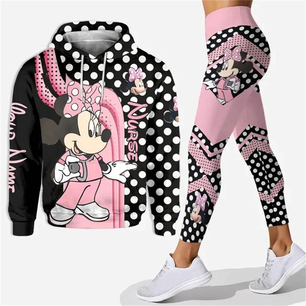 Customized Name Mickey Hoodie Women Hoodie Set Mickey Yoga Pants Sweatpants Women Disney Yoga Hoodie Leggings Fashion Sportswear