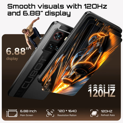 Smartphone 5G Cubot X100, Android 15, Dimensity 7025, 6nm, 2.5GHz, 6,88-Zoll-Bildschirm, 16GB (8+8), 256GB, 64MP Kamera, 5100mAh Akku
