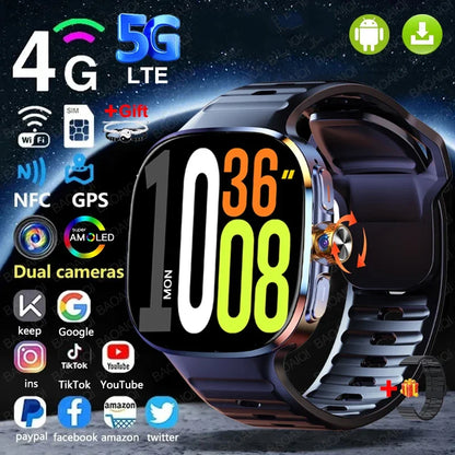 5G Smart Watch AMOLED 2.4" 32GB Google Play GPS SIM